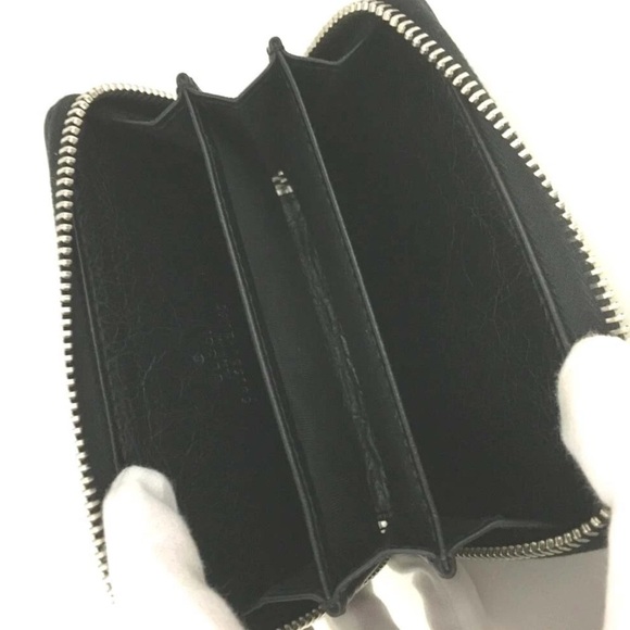 Authentic GUCCI Interlocking G Black Leather Zip Around Compact Wallet W/ Box - Picture 5 of 7